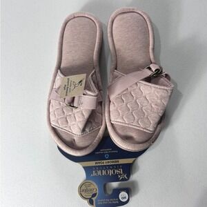 Isotoner Signature Womens Memory Foam Slipper Slides Evening Sand Pink 7.5-8 NEW